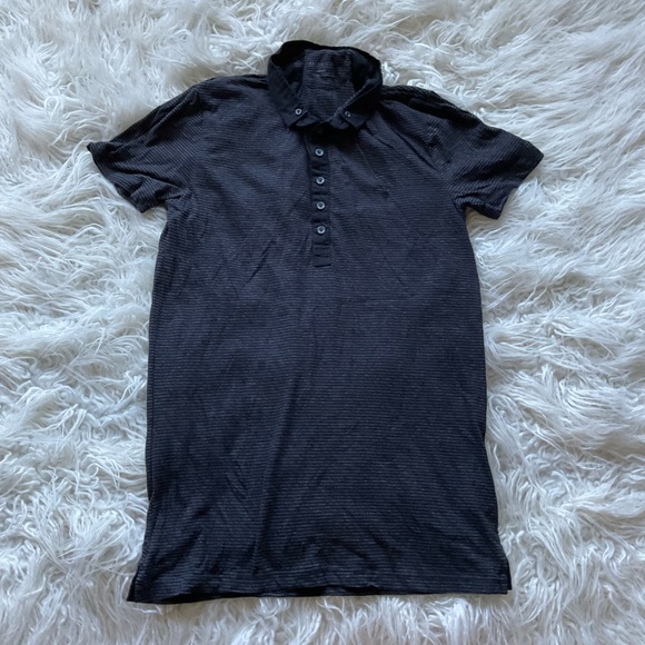ALLSAINTS Reverse Collar Striped Polo‎ - Picture 1 of 5